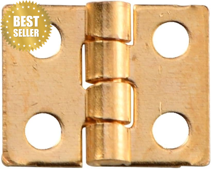 Mini Brass Hinges 0.3X0.4 Inch, 180 Degree Small Butt Hinges with Screws for Dol