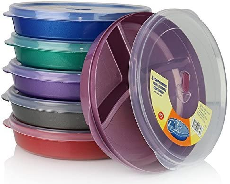 S 3 Section Divided Plates Set Of 6
