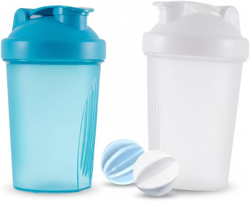 2 Pcs Protein Shaker Bottle for Gym & Supplements, 13.5Oz/400Ml Leak-Proof Bottl