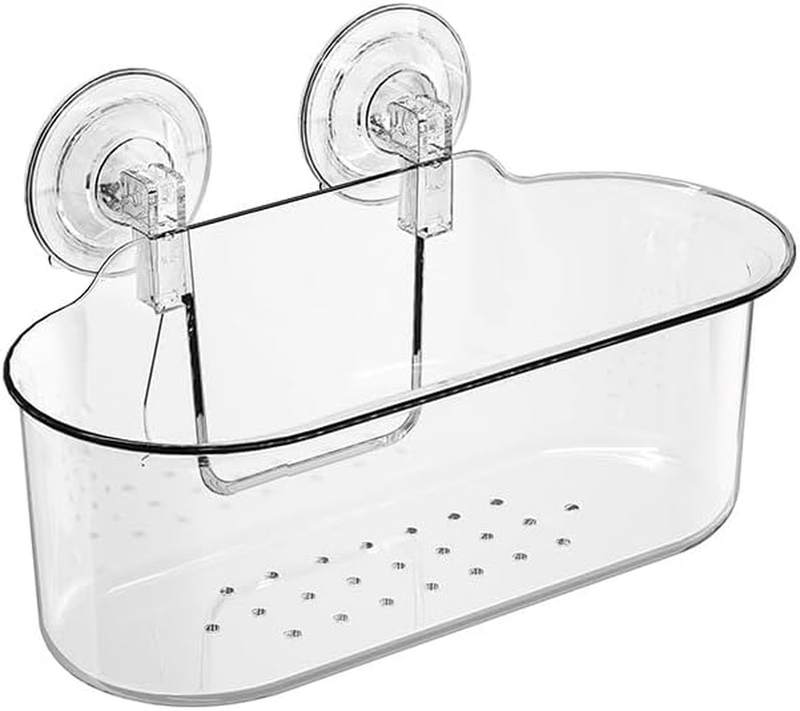 Suction Cup Shower Caddy,No-Drilling Removable Plastic Shower Shelf Organizer fo
