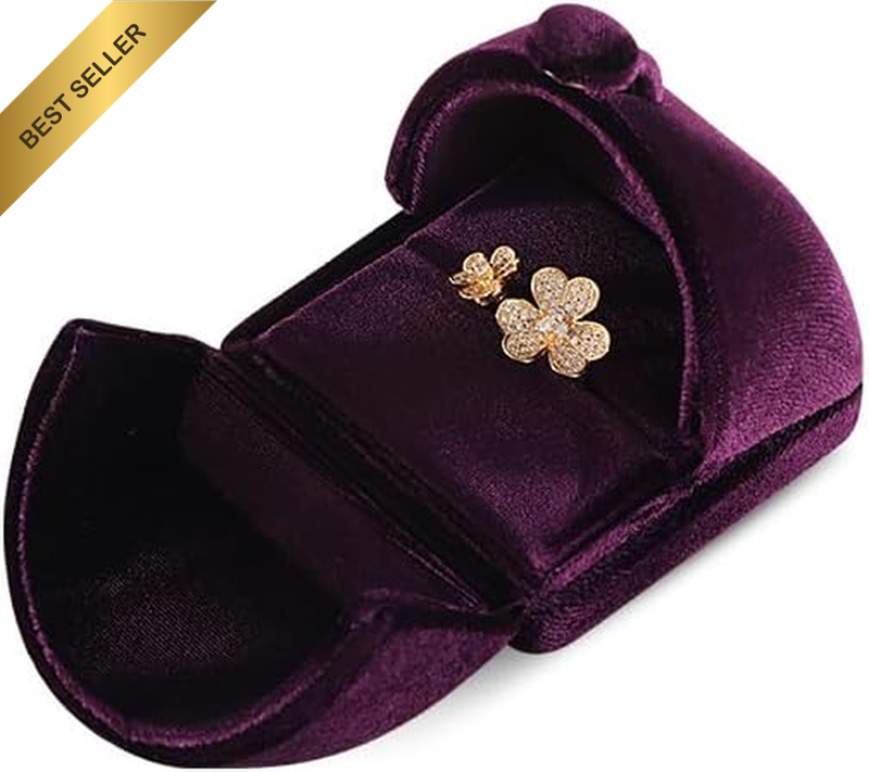 Velvet Ring Storage Box for Engagement & Weddings, Elegant Jewelry Display Case