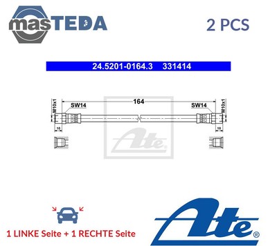 2x ATE HINTEN BREMSSCHLAUCH BREMSLEITUNG 245201-01643 P NEU OE QUALITÄT