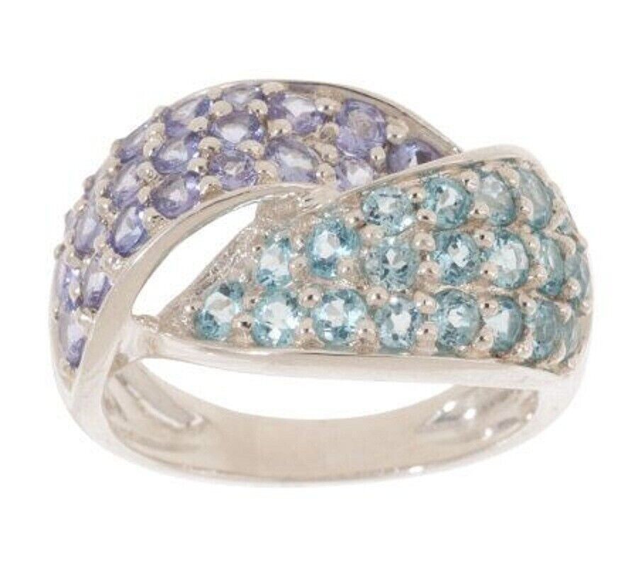 QVC Sterling 2.25 ct tw Apatite & Tanzanite Swirl Ring Size 10