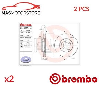 BREMSSCHEIBEN SATZ PAAR VORNE BREMBO 09689314 2PCS I NEU OE QUALITÄT