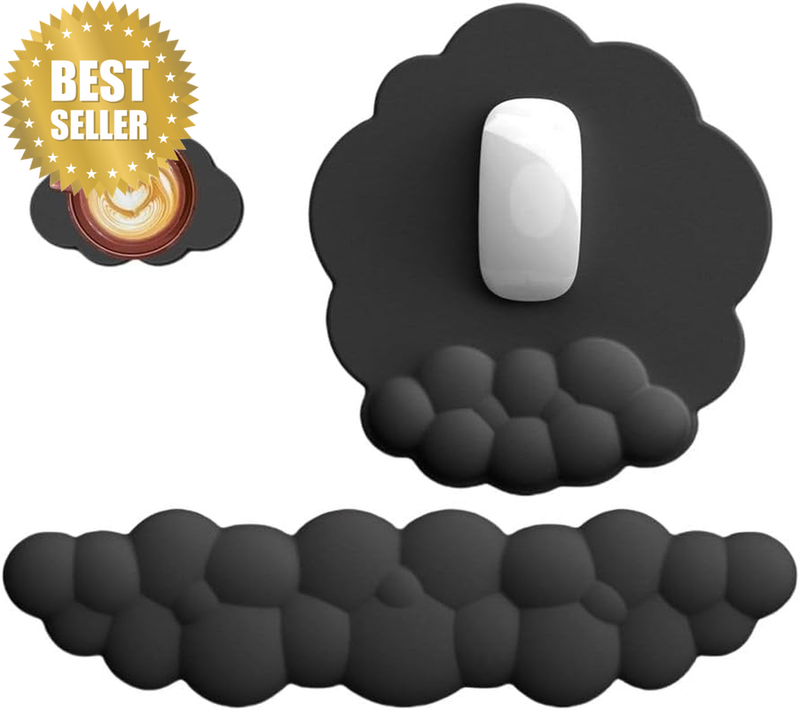 Keyboard Wrist Rest Set for Computer, Cloud Shape Cute Mouse Pad with Wrist Supp