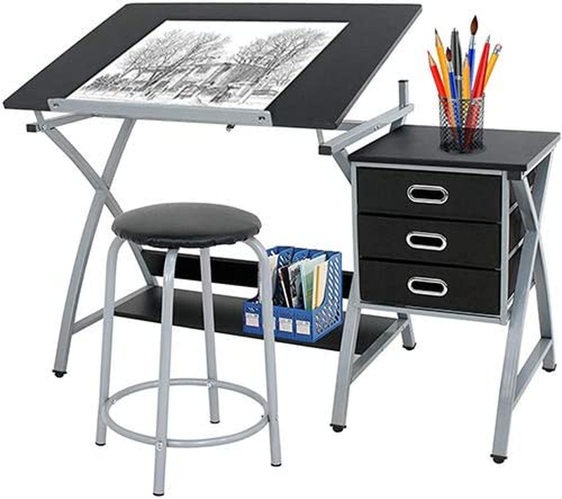 Adjustable Drawing Desk Drafting Table Folding Art Craft Table Statio