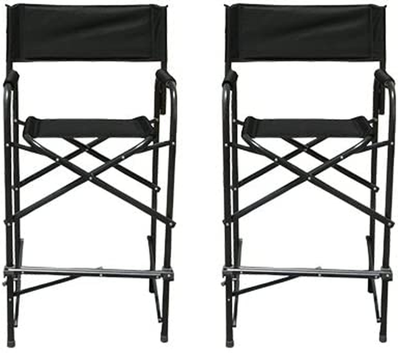 Tall Folding Director's Chair, Heavy Duty, Set Of 2 Chairs, 