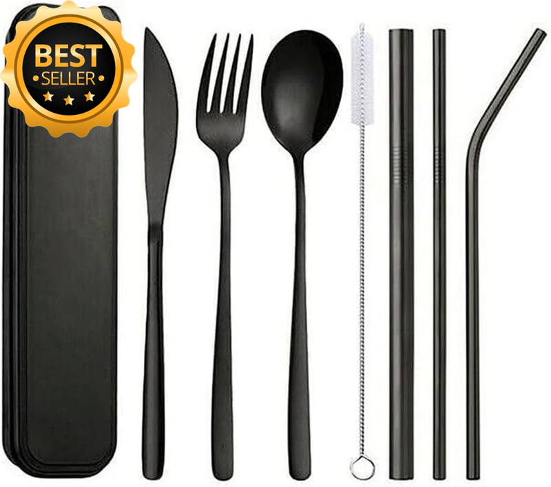8PCS Premium Cutlery Travel (Portable) Set Stainless Steel (Knife, Fork, Spoon),