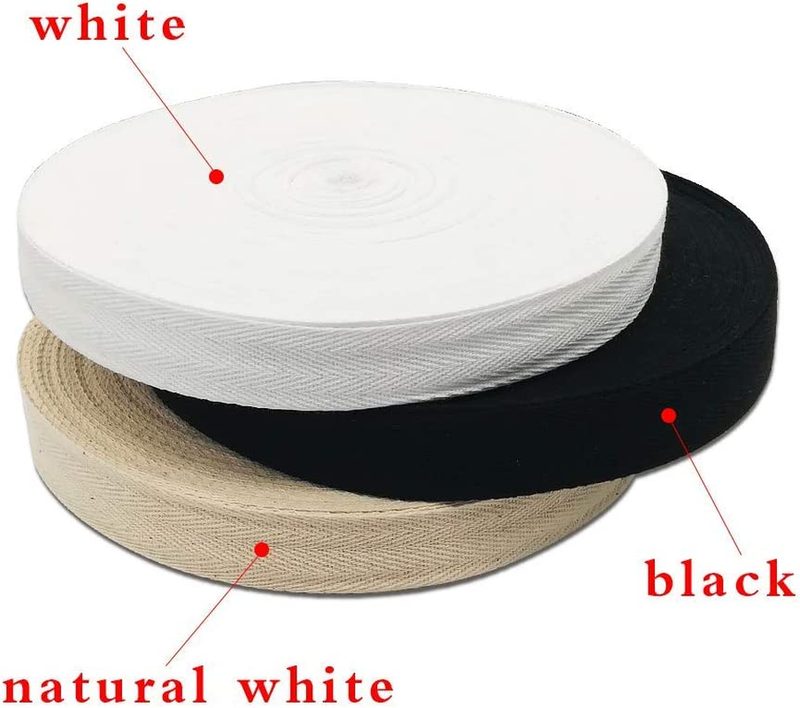 Natural Cotton Twill Tape Bunting Bias Tape 1 Inch Herringbone Webbing Tape Roll