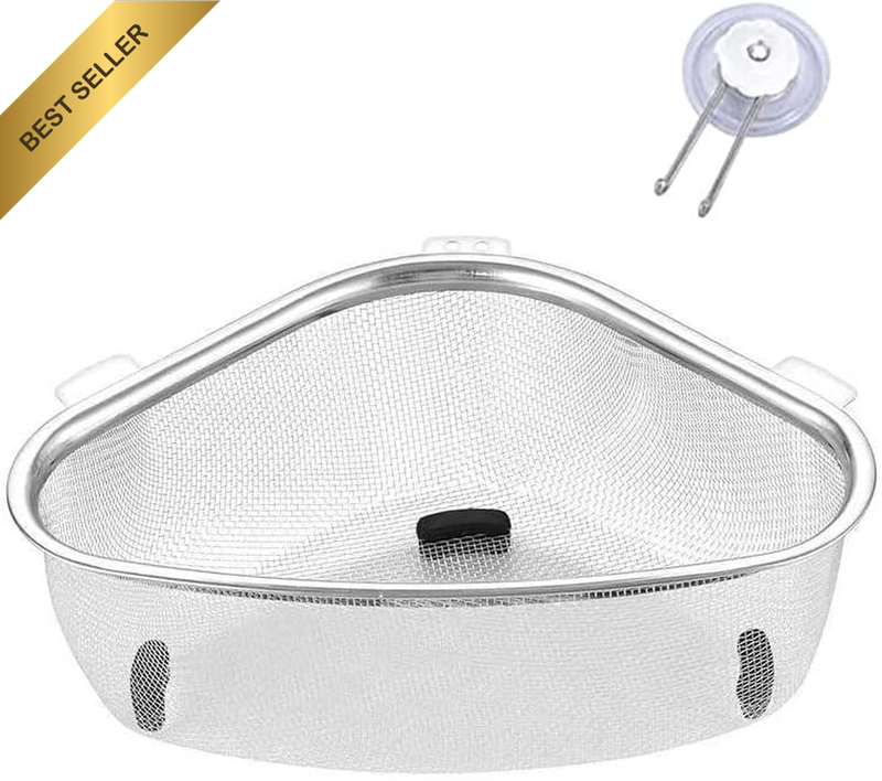 Triangular Sink Drain Basket-Stainless Steel Garbage Residue Filter Leaking Mesh