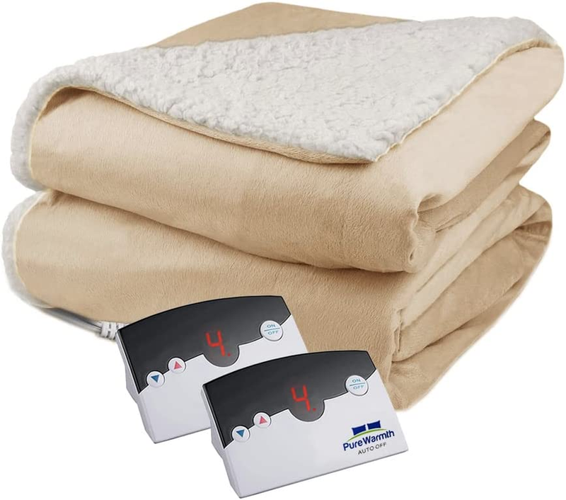 Velour Sherpa Electric Blanket - Warm Queen Size Heating Bla