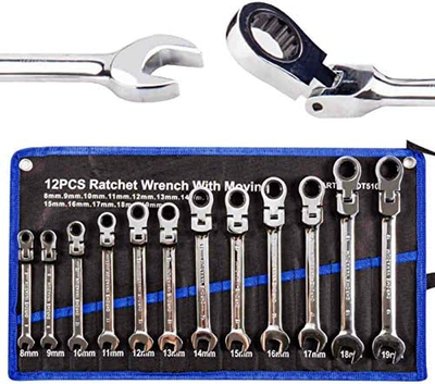 TR TOOLROCK 12Pcs Flex Head Ratcheting Wrench Set- 8-19Mm Metric Ratchet  Combina