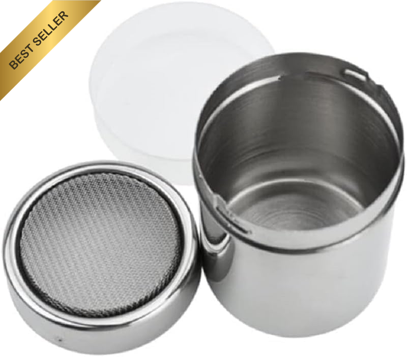 2 PCS Stainless Steel Powder Sugar Shaker with Lid, Coffee Cocoa Fine Mesh Shake
