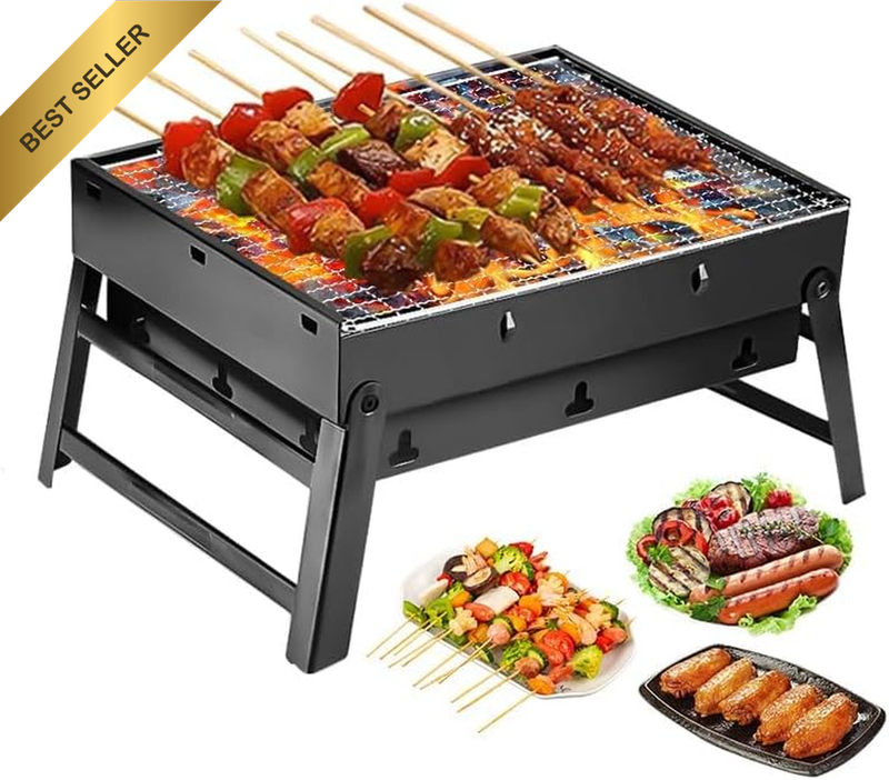 Stainless Steel Foldable Charcoal BBQ Grill Portable Compact Tabletop Mini Small