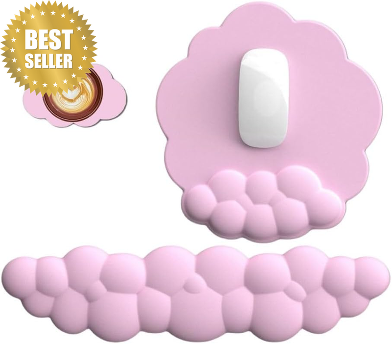 Keyboard Wrist Rest Set for Computer, Cloud Shape Cute Mouse Pad with Wrist Supp