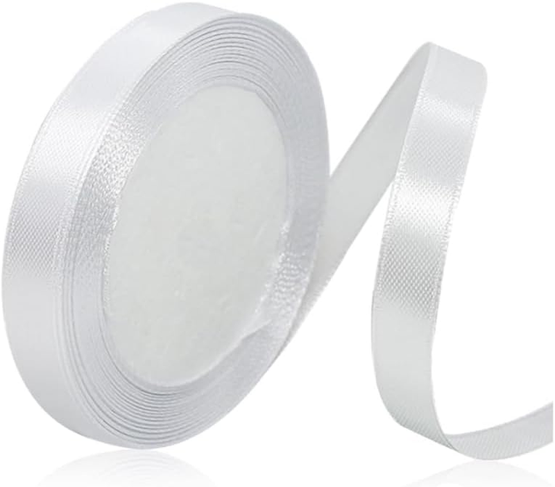 Solid Color Double Faced White Satin Ribbon 3/8