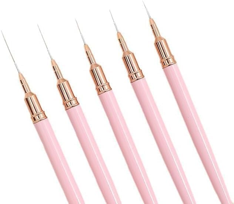 5Pcs Nail Art Brushes Liner Striping Brush, Super Fine Nail Art Long Striper Pen