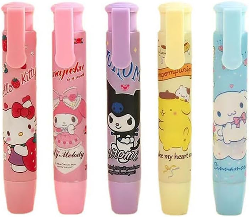 5Pcs Cute Erasers for Kids Retractable Pencil Erasers for Pencils Kawaii Eraser
