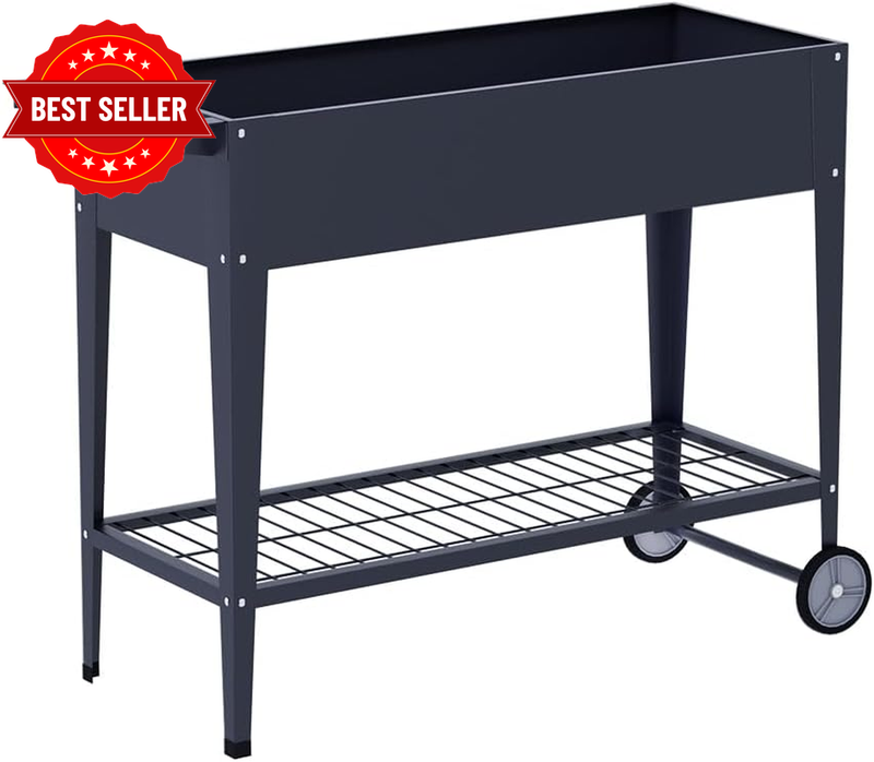 Elevated Garden Bed Galvanised Planter Box 100X40X80Cm Wheels