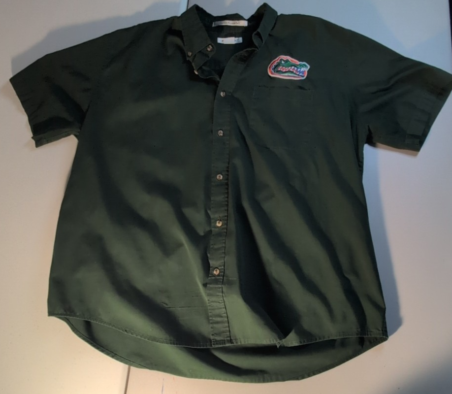 Florida Gators Mens XL Button Up Shirt Dark Green Featherlite Embroidered Logo