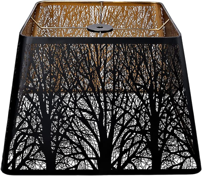 Medium Square Lamp Shades Metal Lampshade with Pattern of Trees for Table Lamp