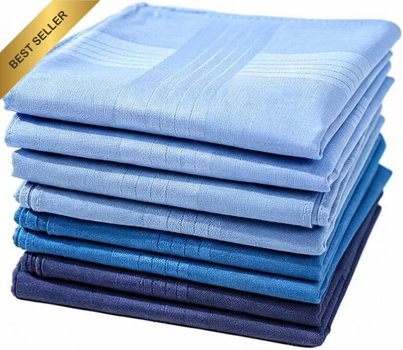 Men’S Cotton Handkerchiefs Soft Blue Stripe Hankies for Daily Business Formal Us
