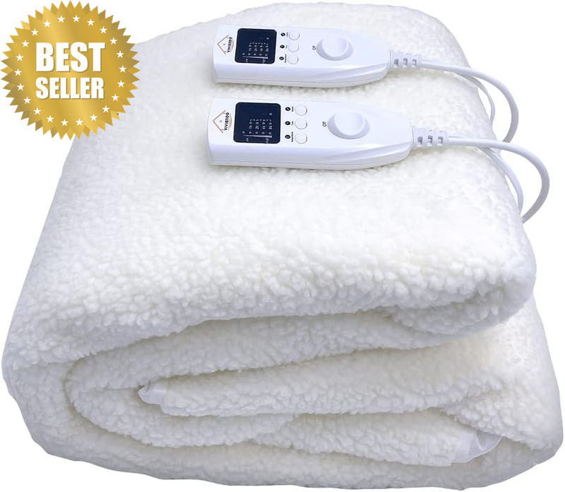 Dual Control Washable Fitted Electric Heated Blanket 5 Heat Setting Saftey Overh