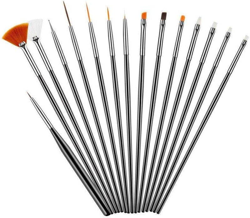 15PCS Nail Art Brushes and Dotting Pen Set for Acrylic UV Gel Nails, Fine Detail