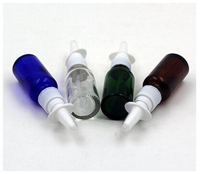 4PCS 10ML Empty Refillable Amber Glass Nasal Spray Bottle Pump Sprayers Containe