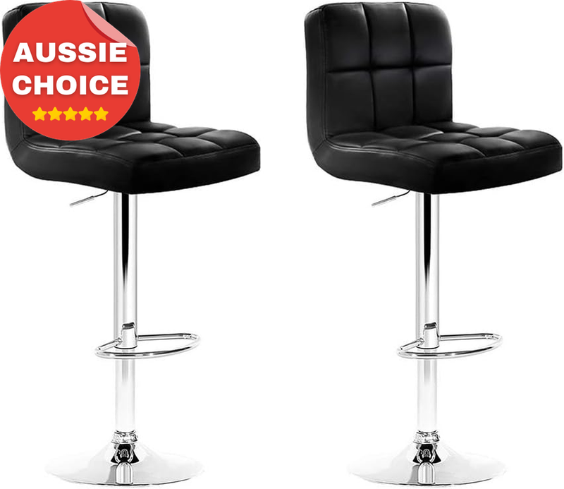 Adjustable Swivel Bar Stools Set of 2 Kitchen Counter Chairs Black 68-81cm
