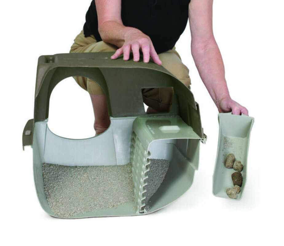 Large Roll 'N Clean Self Cleaning Cat Litter Box Automatic Kitty Pewter Scoop US