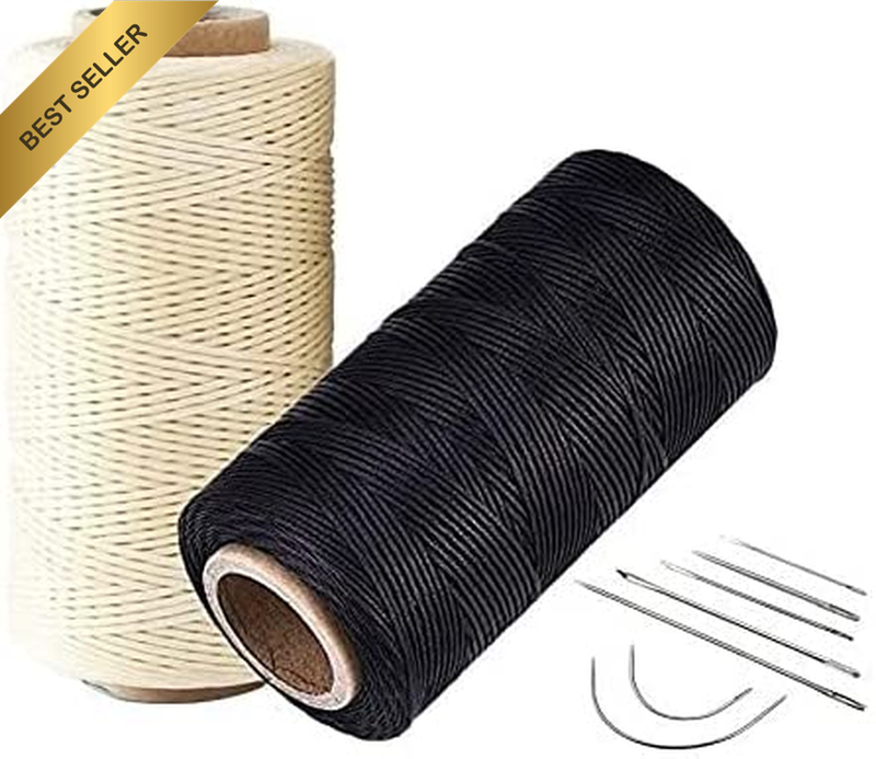 2Pcs 260 Meter 0.8Mm 150D Flat Leather Waxed Thread Cord Craft with 1 Set (7Pcs)