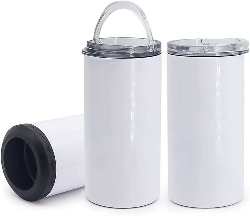 25Packs 16Oz Sublimation Blank Tumblers Skinny 4 in 1 Can Cooler with Straw and