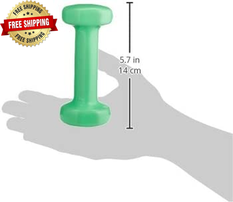 Sammons Preston Vinyl-Coated Iron Dumbbells, 2-Pound, Pair, Soft Easy-Grip Dumbb