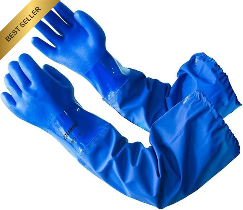 Ergonomic Reusable PVC Work Gloves - Chemical/Alkali/Solvent Resistant, High Dur