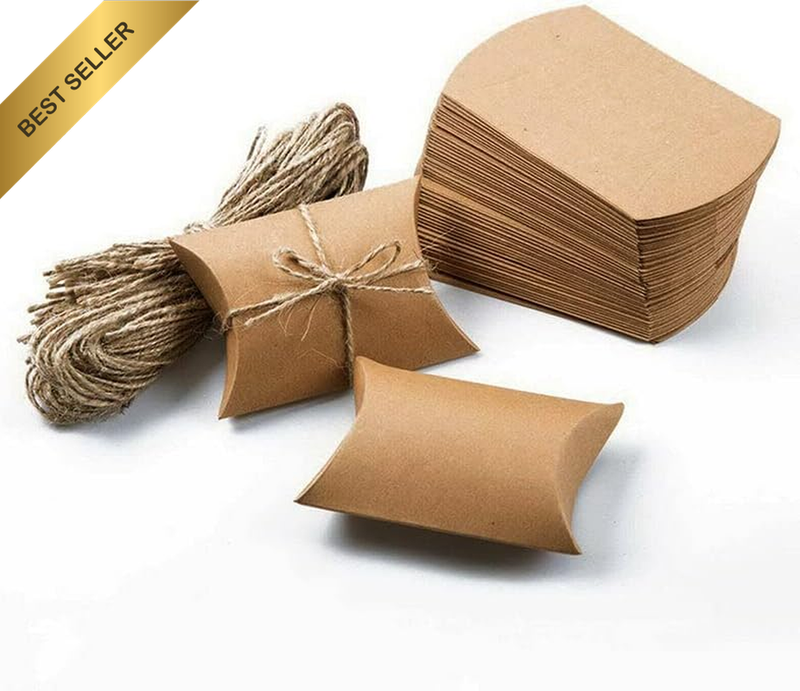 50Pcs Xmas Candy Gift Box Bag Pillow Favor Kraft Paper Gift Favour Wedding Party
