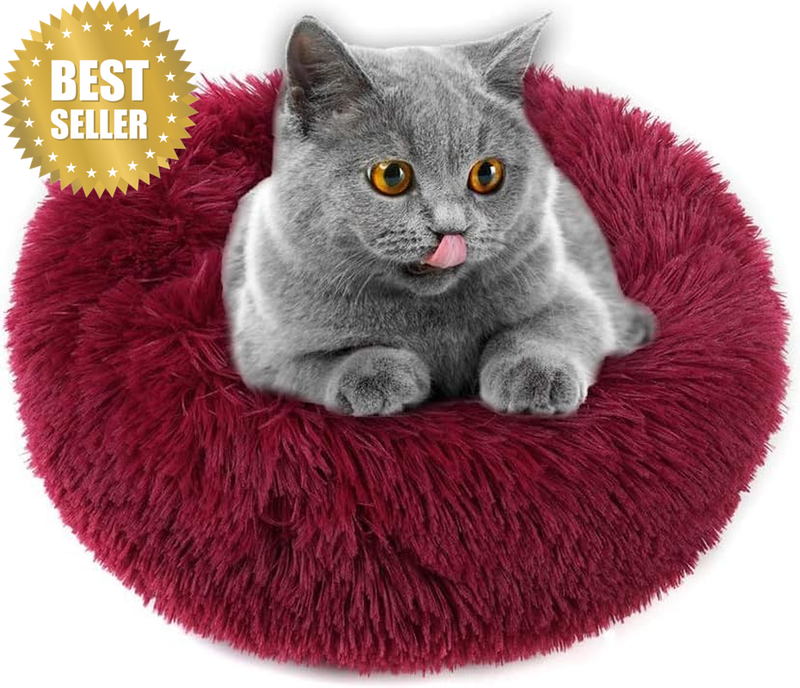 Kitten Puppy Bed Extra Small XS round Dog Cat Beds anti Anxiety Plush Pet Calmin