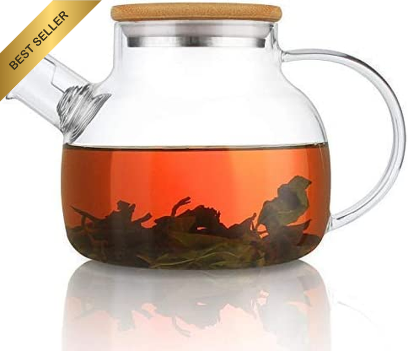 Glass Teapot Stovetop Safe,900Ml/30.4Oz Clear Teapots with Removable Filter Spou