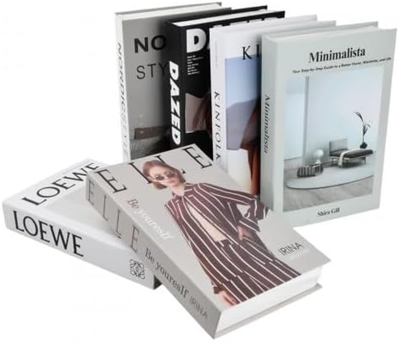 6 PCS Fashion Fake Books, Decorative Faux Books, Foldable Display Fake Books, Ha