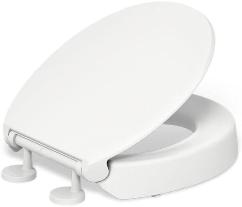 25876-0 Hyten Elevated Quiet-Close round Toilet Seat, Contoured Seat with Grip-Tight Bumpers, Quick-Attach Hardware, White