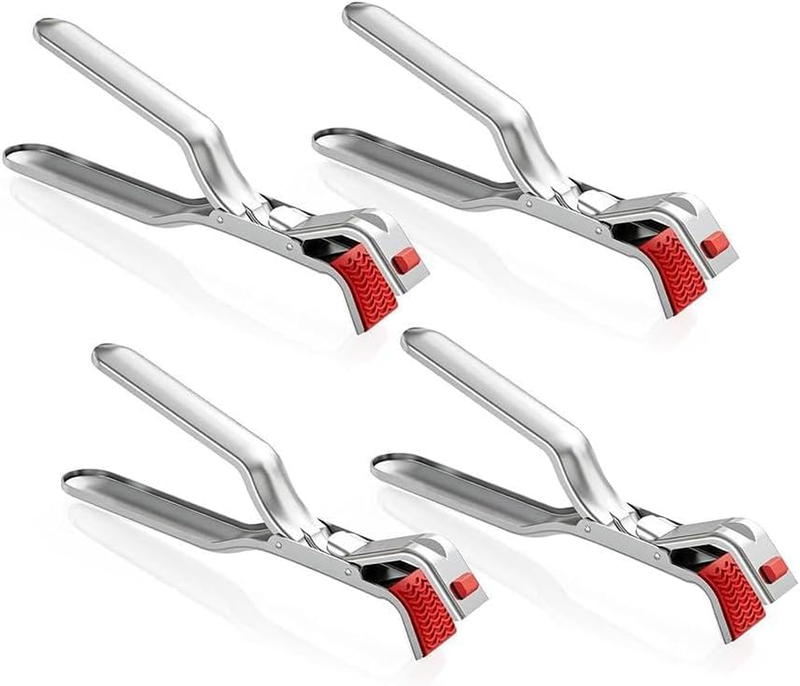 Pizza Pans Grabber Set of 4, Stainless Steel Hot Plate Gripper Tongs, Kitchen An