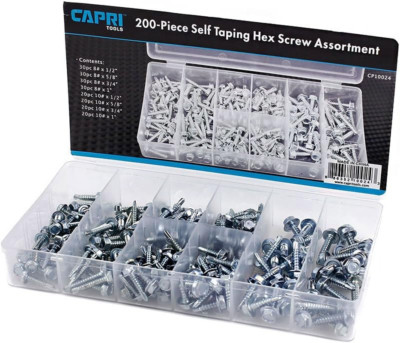 Self Tapping Hex Screw Assortment Set - Ideal for Thicker Metal-To-Metal Applica