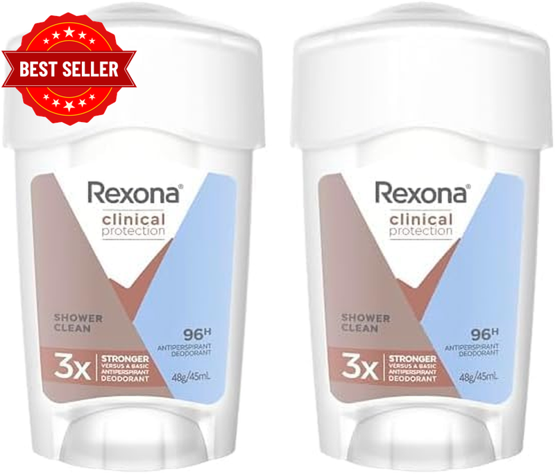 Women Clinical Antiperspirant Cream Stick Deodorant Shower Clean, 45Ml, 96 Hour
