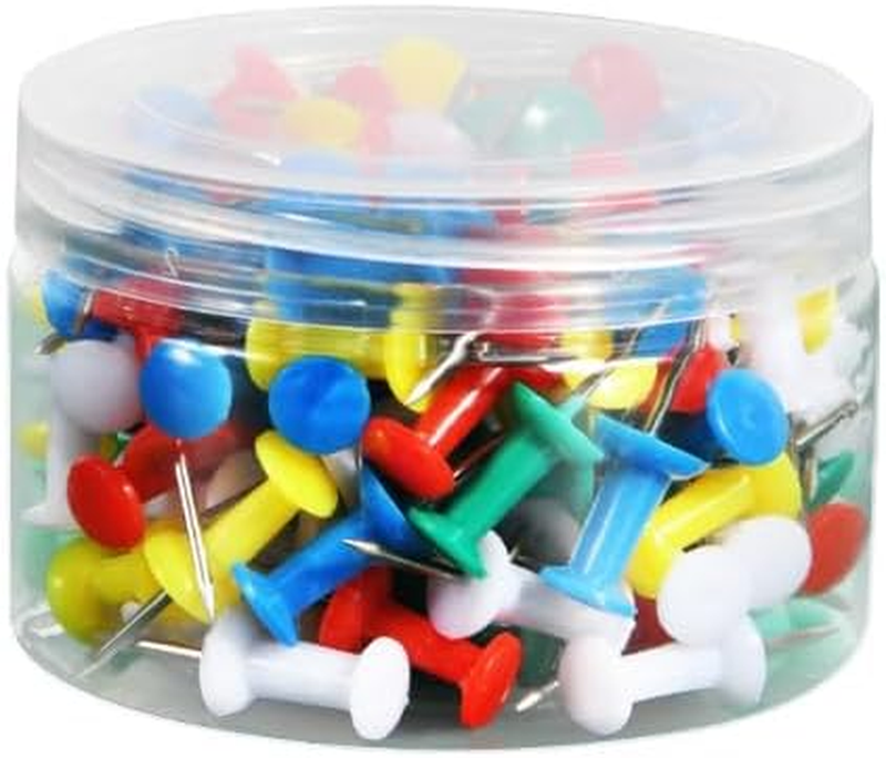Push Pins, 100 Pcs Multicolor Thumb Tacks for Wall Hangings, Cork Board, and Bul