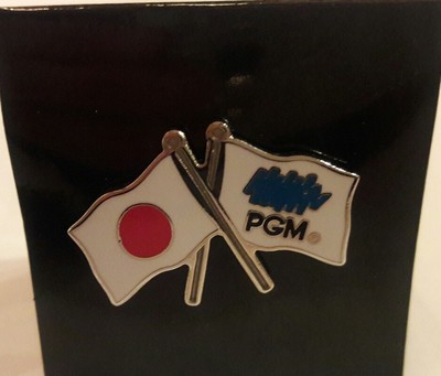 Japanese Flag Pin PGM Golf Silver Tone Tie Tack Hat Lapel Red Circle Advertising