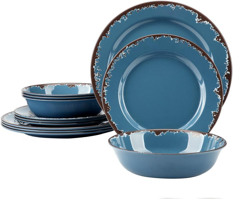 Melamine Camping Dinnerware Set -  12 PCS Dinner Dishes (Ser