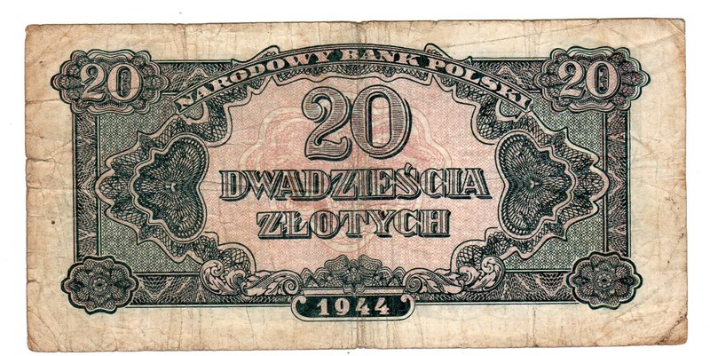 Pologne Poland Billet 20 Zlotych 1944 P113a Wwii Russian Army Militaire Russie