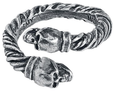 Alchemy Gothic Battle Ring Women Silver Gothic Rockwear Skull Ring L-XL