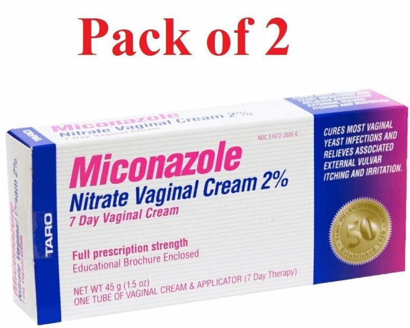 Miconazole Nitrate Vaginal Cream 2% 7 Day Treatment Yeast Infection 1.5oz 2 Pack