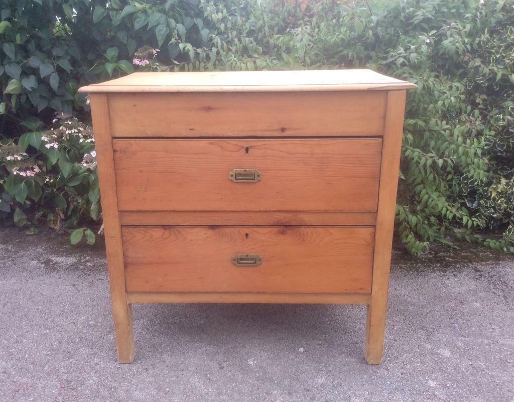 Rustic Stripped Pine Chest Of Drawers With Small Coffer Top In